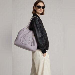 Gucci Soho Interlocking G Lavender Leather Shoulder Bag – Made in Italy